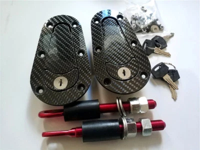 Universal Carbon Fiber Hood Pin Plus Flush Mount latch Kit Lock With Keys DB - Image 1 of 4