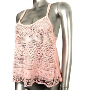 Hollister Pink Lace Top Crochet Sheer Small Holiday 