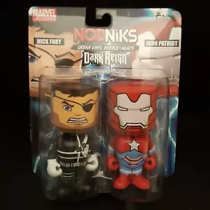 FUNKO NODNIKS DARK REIGN IRON PATRIOT + NICK FURY 2-PACK URBAN VINYL BOBBLE HEAD - Picture 1 of 3