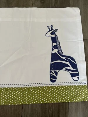 Pottery Barn 儿童窗帷幔内衬窗帘白色绿色动物 43x18 — 第 1/4 张图片