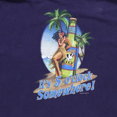 Рубашка мужская 3XL футболка с синим логотипом Hula Girl пиво тропический остров бар расслабление - Изображение 1 из 4