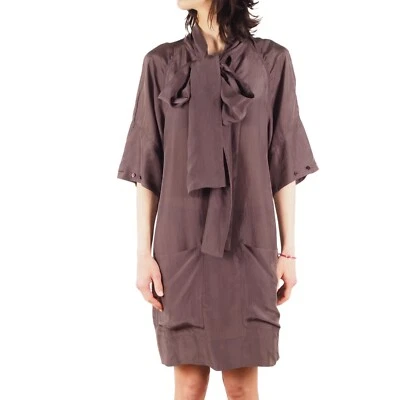 Vestido recto Stella McCartney para mujer seda beige marrón pajarita talla 42 / EE. UU. 6 Foto 1 de 4