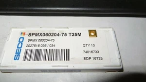 8 Pcs. SECO SPMX 060204-75 grade T25M turning coated carbide inserts - New - Picture 1 of 6