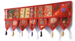 Door decorative Cotton patchwork toran vintage valance boho masala Orange - Picture 1 of 3