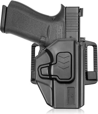 GUN&FLOWER OWB Holster Fit Glock 43 Glock 43x, 360 Degrees Adjustable Belt Clip Level II