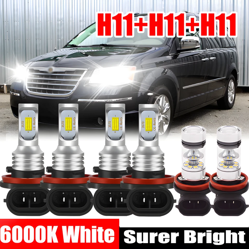 FOR Chrysler Town & Country 2010-2016 6Pcs Combo LED Headlight Fog Light Bulbs - Image 1 of 4