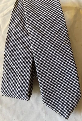 THE ORIGINAL BEN SHERMAN, corbata pequeña a cuadros de guinga blanca y negra delgada 2" Foto 1 de 4