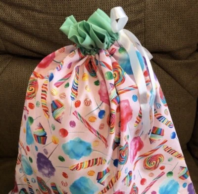 Bolsa de regalo de caramelos de tela reutilizable, bolsa de regalo grande para niñas, rosa Foto 1 de 4