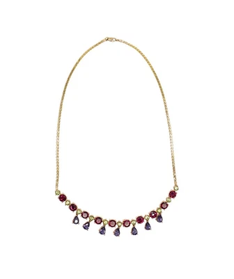 Collar de piedras preciosas de oro amarillo de 14K granate rodolita multicolor, iolita y peridoto Foto 1 de 4