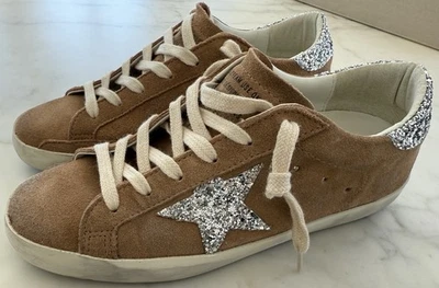 NUEVO Zapatos Golden Goose Superstar Para Mujer Camel Tostado Beige Gamuza Brillo Talla 38 Foto 1 de 4