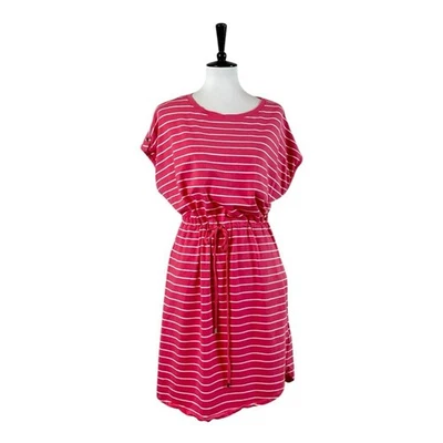 Camiseta Rafaella Vestido Cordón Bolsillos Rosa Blanco Rayas Mujer’s Talla Grande Foto 1 de 4