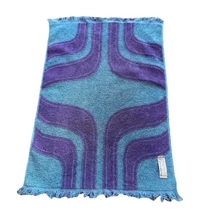 Stevens Utica Vintage Tea Towel Dish Cloth Retro Blue Purple 70s Hippy Mod - Bild 1 von 5