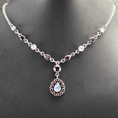 Collar Nicky Butler Piedra Lunar Lágrima Floral Plata de Ley Foto 1 de 4