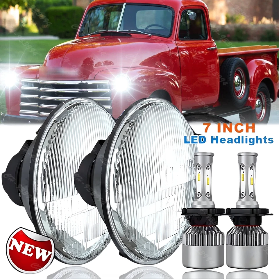 Par de faros LED redondos de 7" Hi/Lo Fit Chevy Truck 1947 1948 1949 1950 1951-57 Foto 1 de 4