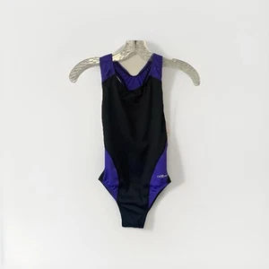 Dolfin Athletic One Piece Racerback Bathing Suit Purple Black Womens Size 30 - Picture 1 of 11