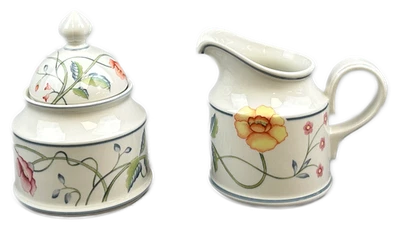 Villeroy & Boch Albertina Crema y Azúcarero con Tapa Floral Foto 1 de 4