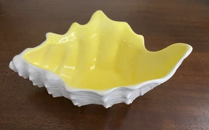 Vintage Fitz and Floyd Conch Shell Ceramic Bowl Dish 1970s Coquille Yellow - Picture 1 of 9