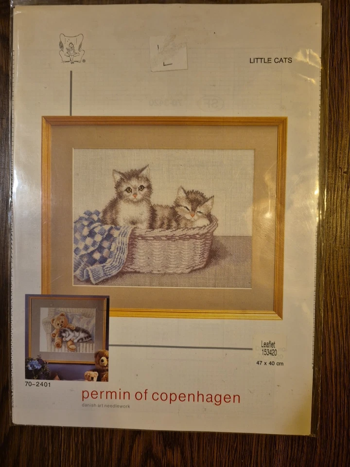 NEW 2 Permin of Copenhagen Cross Stitch Leaflet Little Cats And Little friends - Image 1 of 4
