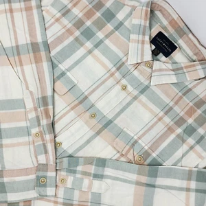 Camisa de franela Lucky Brand Humboldt para hombre XL beige verde a cuadros manga larga usada en excelente estado - Imagen 1 de 12