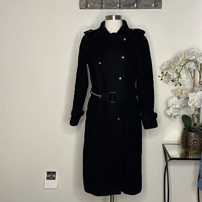 Gabardina Sandro Paris Mujer 36 Negra Lana Cinturón Foto 1 de 4