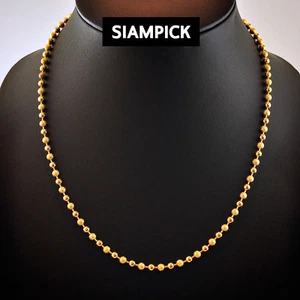 24” 24K Thai Gold Plating Round Bead Ball Chian Necklace Handmade Jewelry SALE  - Picture 1 of 5