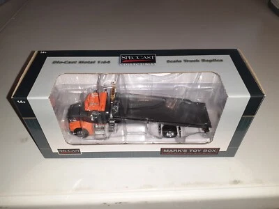 NIB 1/64 Custom Orange Grey Pete 385 Rollback Grey Bed Rails Tow Truck SpecCast - Image 1 of 4