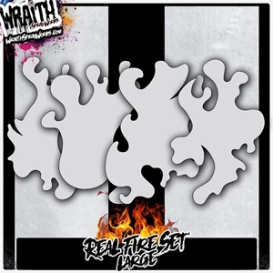 Real Fire Stencil Set (LARGE) - Reusable Airbrush Stencil Template - Picture 1 of 6