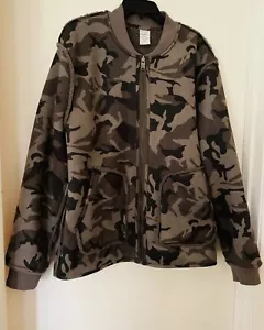 Bomber mimetico reversibile Lucky Brand maglia morbida grigio taglia L/G. - Foto 1 di 7