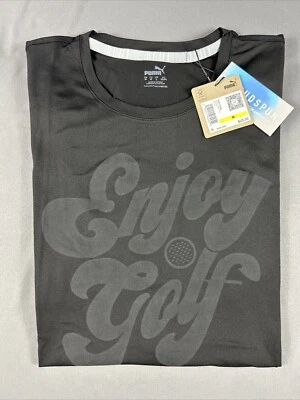 Puma Golf Shirt Tee T-Shirt Cloudspun Enjoy Golf Print Medium Black NWT MSRP $45 - Image 1 of 4