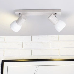 Holz Wand Decken Leuchte Lampe W15 B-Ware Eiche weiß 2 flammig schwenkbar - Bild 1 von 3