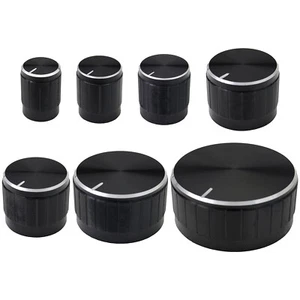 Schwarz Aluminium Verstärker/HiFi Steuerknöpfe - 6 mm Splined Loch - Push Fit - Bild 1 von 29
