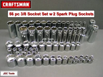 CRAFTSMAN TOOLS 58pc Short Deep 3/8 SAE METRIC 6pt ratchet wrench socket set 56 - Image 1 of 4