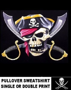 Screaming Pirate Captain Hat Skull Crossed Swords Caribbean Sweatshirt WS33 - Picture 1 of 12