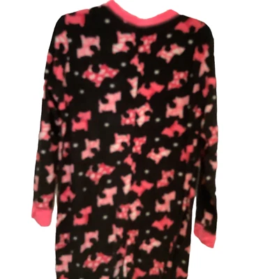 No Boundaries Scotty Dog Footie One Piece Pajamas Pink & Black Fleece X LARGE - Image 1 of 4