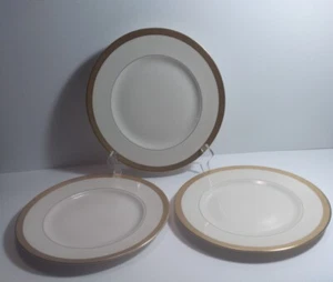 Vintage Syracuse China Old Ivory Bracelet Gold Trim Dinner Plates 9.75" Set 3 - Picture 1 of 7