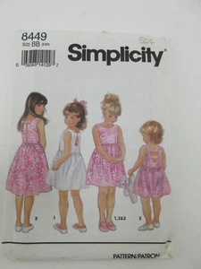 Simplicity 8449 Girls Dress Sewing Pattern Size BB (5-6X) UNCUT 1990s - Picture 1 of 2