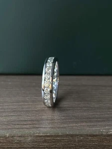 1.00Ct Round Cut Natural Diamond Eternity Wedding Band 14K White Gold Size 7 8 - Picture 1 of 8