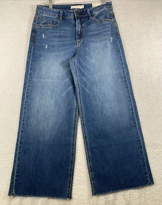 Jeans donna Greta denim blu gamba larga cropped nuovo con etichetta inediti, taglia 29 - Foto 1 di 16