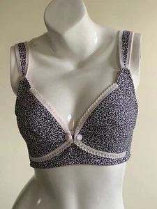 Maternity Bra 38D Breastfeeding Nursing Front Buttons Cotton New Pink Leopard - Picture 1 of 7