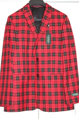 Nuevo con etiquetas Polo Ralph Lauren Hombres Blazer de Vacaciones a Cuadros Rojo Negro Talla 20R ¡NUEVO PRECIOSO!! Foto 1 de 4