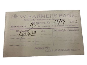 Vtg Banking Post Card New Farmers Bank Mt Sterling Kentucky 1 Cent Posted 1892 - Imagen 1 de 3