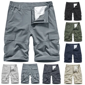 Mens Cargo Elastic Waist Swim Shorts Quick Dry Combat Multi Pocket Half Pants UK - Picture 1 of 44