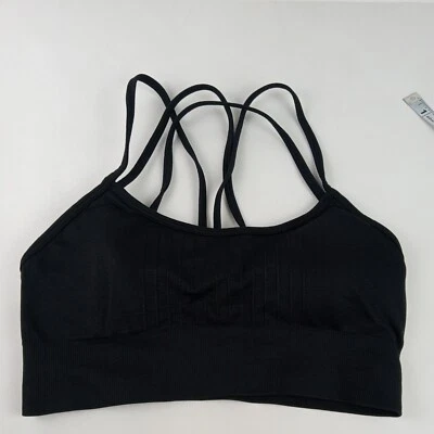 Sujetador deportivo Forever 21 para mujer pequeño negro con tiras acolchado deportivo ropa deportiva Foto 1 de 4