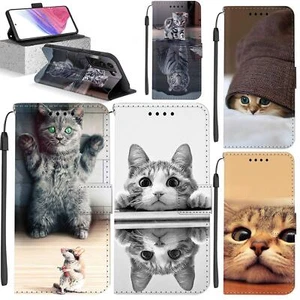 Flip Leather For Samsung Galaxy A13 A23 A53 A05S A15 Lovely Cat Phone Case Cover - Picture 1 of 67