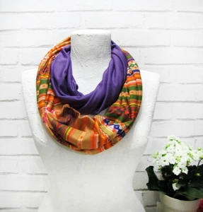 Ethnic pattern purple infinity combing wrap shawl/boho style shawl -1 qty - Picture 1 of 5