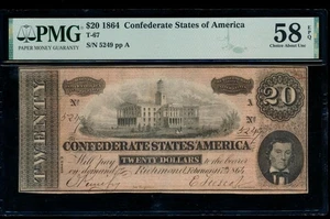AC T-67 $20 1864 Confederate CSA PMG 58 EPQ - Picture 1 of 2