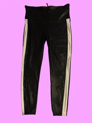 Leggings Spanx Blanco y Negro Imitación Cuero Rayas Laterales Talla 2XL Foto 1 de 4