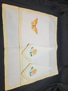 Linen Embroidered Placemats And Napkins Set Of 2 New - Picture 1 of 6