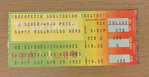 1982 SAMMY HAGAR / ALDO NOVA ROCHESTER NY KONZERT TICKET STUB VOA FANTASY - Bild 1 von 2