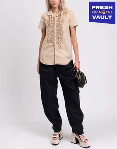 RRP €354 DSQUARED2 Shirt IT40 US4 UK8 S Short Sleeves Ruffles Made in Italy - Picture 1 of 9